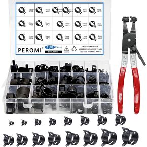 130Pcs 6-25mm Spring Band Hose Clamps With Swivel Flat Hose Clamp Plier Assortment Kit, Spring Band Type Fuel Line Silicone Vacuum Hose Steel Clamp,Low Pressure Air Clip Clamp