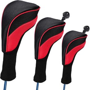 3 PCS Golf Head Cover Club Headcover Set for Drivers Fairway Woods Hybrid Fit Oversized Club Men Women