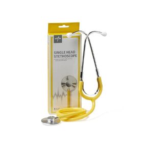 Medline Single-Head Stethoscope with 22" Long Tubing, Yellow, Lightweight and Durable