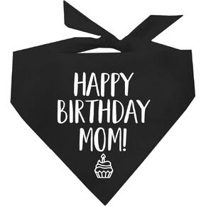 Happy Birthday Mom! Dog Bandana (Black, XS 168)