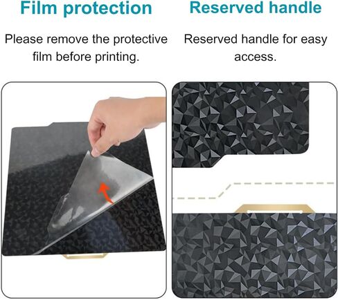 لوحة بناء كربون CHPOWER X1، لوحة Bambu PEI مقاس 257 × 257 مم طباعة ثلاثية الأبعاد على الوجهين، PEO أملس + لوحة فولاذية زنبركية PEI لطابعة Bambu Lab X1 P1P ثلاثية الأبعاد in Kuwait
