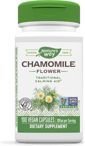 Nature's Way Chamomile Flower - 700 mg per 2-Capsule Serving- Traditional Calming Aid* - Herbal Supplement - Non-GMO Project Verified & Gluten Free - 100 Vegan Capsules in Kuwait