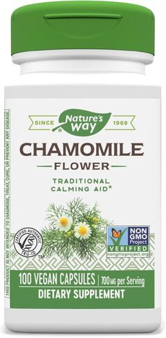 Nature's Way Chamomile Flower - 700 mg per 2-Capsule Serving- Traditional Calming Aid* - Herbal Supplement - Non-GMO Project Verified & Gluten Free - 100 Vegan Capsules in Kuwait