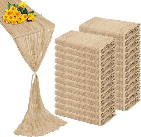 24 Pack Cheesecloth Table Runner 20 x 120 inch Gauze Table Runner Bulk Cheesecloth Fabric Table Runners 10FT Long Rustic Sheer Cheese Cloth Table Runner for Wedding,Baby Shower,Party Decor(Dusty Rose) in Saudi Arabia