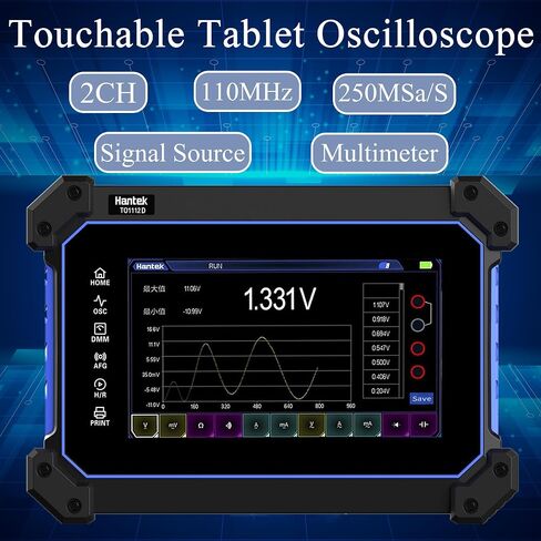 Hantek TO1254D Tablet Oscilloscope 4+1CH 250MHz Bandwidth 3 in 1 Function 25MHz Waveform Generator with Multimeter 7"Touchable LCD (4+1CH/250MHz/TO1254 in Saudi Arabia