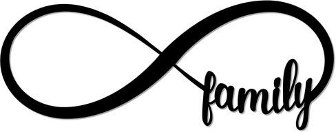 Family Forever Infinity Sign Symbol Decorative Accent Decor Wall Decor Word Sign - 14" Black - Indoor Outdoor Made in USA in Saudi Arabia