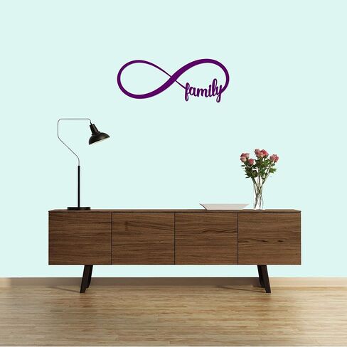 Family Forever Infinity Sign Symbol Decorative Accent Decor Wall Decor Word Sign - 14" Black - Indoor Outdoor Made in USA in Saudi Arabia