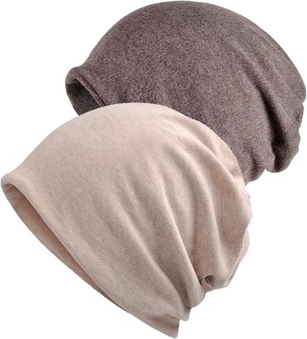 2 Pack Cotton Slouchy Beanie Hats, Chemo Hat Cap Scarf for Women and Men in Kuwait