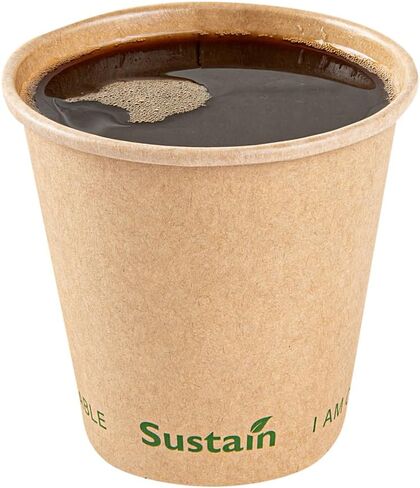 Restaurantware Sustain 4 Ounce Hot Cups 50 Single Wall Coffee Cups - Lids Sold Separately Leakproof PLA Coating Compostable Kraft Paper Cups Tolerates Up To 212F For Hot Or Cold Beverages in Saudi Arabia