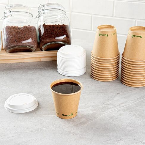 Restaurantware Sustain 4 Ounce Hot Cups 50 Single Wall Coffee Cups - Lids Sold Separately Leakproof PLA Coating Compostable Kraft Paper Cups Tolerates Up To 212F For Hot Or Cold Beverages in Saudi Arabia