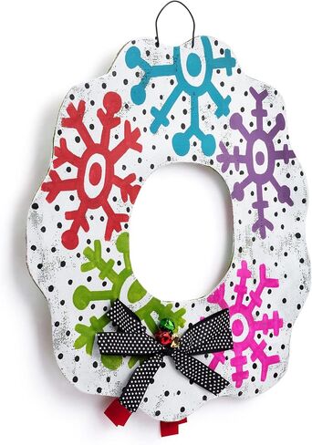 DEMDACO Christmas Wreath Red, Green, and White 26 Inch Aluminum Screen Reversible Door Hanger Sign in Saudi Arabia