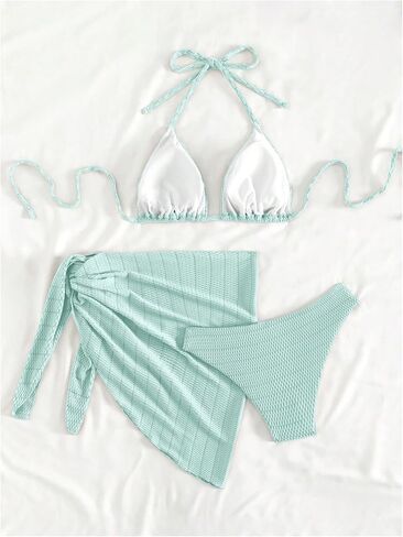 SOLY HUX Bikini Sets for Women Halter Triangle Bathing Suit with Beach Skirt 3 Piece Swimsuit in Saudi Arabia
