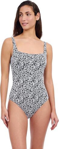 Profile by Gottex Plumeria Textured Leafy Print Versatile & Stylish Women’s Square Neck One Piece Bathing Suit Swim Essential in Saudi Arabia