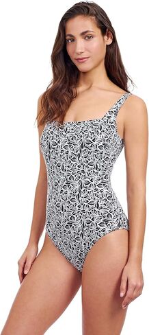 Profile by Gottex Plumeria Textured Leafy Print Versatile & Stylish Women’s Square Neck One Piece Bathing Suit Swim Essential in Saudi Arabia
