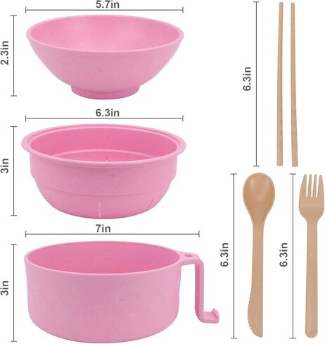 Ramen Cooker, Microwave Ramen Bowl Set with Chopsticks Spoon Ramen Noodle Bowl Instant Cooking for College Dorm Room Essentials, Dishwasher-Safe, BPA-Free (Black) in Saudi Arabia