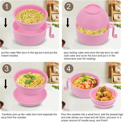 Ramen Cooker, Microwave Ramen Bowl Set with Chopsticks Spoon Ramen Noodle Bowl Instant Cooking for College Dorm Room Essentials, Dishwasher-Safe, BPA-Free (Black) in Saudi Arabia