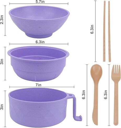 Ramen Cooker, Microwave Ramen Bowl Set with Chopsticks Spoon Ramen Noodle Bowl Instant Cooking for College Dorm Room Essentials, Dishwasher-Safe, BPA-Free (Black) in Saudi Arabia