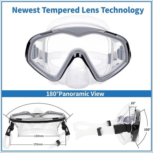 Snorkel Mask Adult,Panoramic Tempered Glass Diving Masks, Wide View Swim Goggles Anti-Fog Anti-Leak for Scuba Diving Swimming in Saudi Arabia