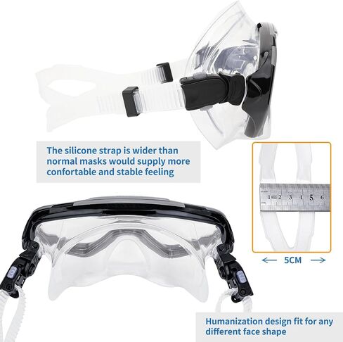 Snorkel Mask Adult,Panoramic Tempered Glass Diving Masks, Wide View Swim Goggles Anti-Fog Anti-Leak for Scuba Diving Swimming in Saudi Arabia