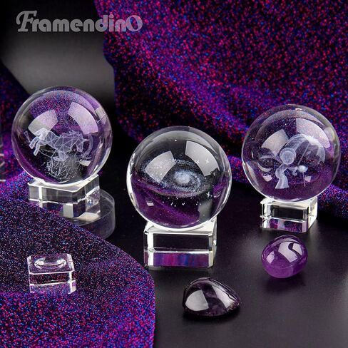 Framendino, 4 Pack Square Crystal Ball Stand Clear Glass Display Stand Sphere Holders for Craft 4 Sizes in Saudi Arabia
