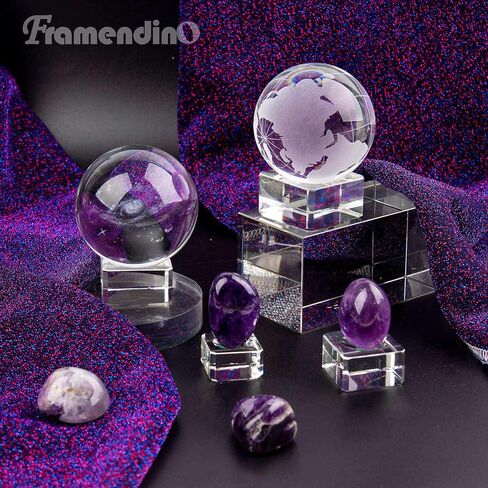 Framendino, 4 Pack Square Crystal Ball Stand Clear Glass Display Stand Sphere Holders for Craft 4 Sizes in Saudi Arabia