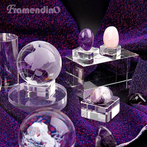 Framendino, 4 Pack Square Crystal Ball Stand Clear Glass Display Stand Sphere Holders for Craft 4 Sizes in Saudi Arabia