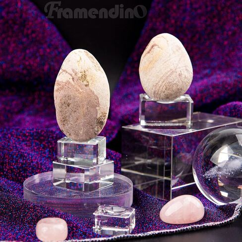 Framendino, 4 Pack Square Crystal Ball Stand Clear Glass Display Stand Sphere Holders for Craft 4 Sizes in Saudi Arabia