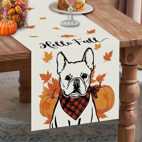 Hello Fall Table Runner Australian Shepherd Pumpkins Table Runners Maple Leaves Home Kitchen Dining Table Decorations Indoor Outdoor Party Supplies 13x72 Inch in Saudi Arabia