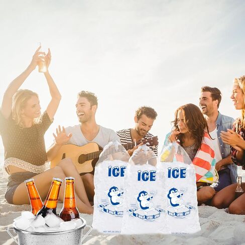 أكياس ثلج برباط بلاستيكي 10 رطل مقاس 12 × 21 بوصة أكياس ثلج بلاستيكية شديدة التحمل مع رباط بلاستيكي D4-SLBD(10 رطل) in Saudi Arabia
