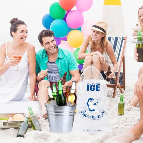 أكياس ثلج برباط بلاستيكي 10 رطل مقاس 12 × 21 بوصة أكياس ثلج بلاستيكية شديدة التحمل مع رباط بلاستيكي D4-SLBD(10 رطل) in Saudi Arabia
