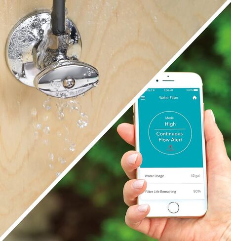 GE Whole House Water Filtration System (GXWH70M), Smart Connected with Leak Detection & Remote Water Shutoff, Reduces Sediment, Rust & More, Install Kit Included, Filter Not Included in Saudi Arabia