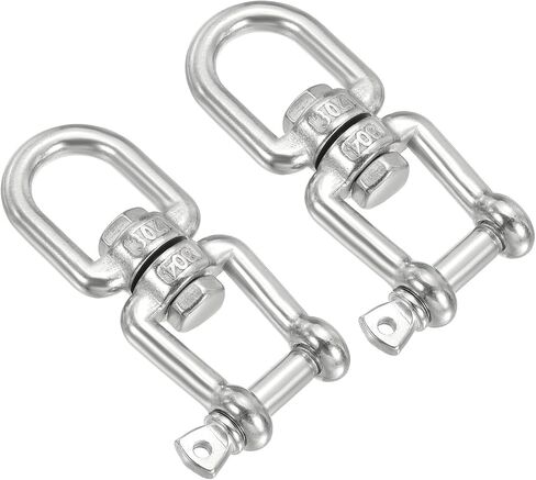 PATIKIL Double Ended Swivel M4 Working Load 133kg/293lbs, 2Pcs 304 Stainless Steel Eye and Jaw Swivel Shackle Ring Connector for Marine Mooring Hanging in Saudi Arabia