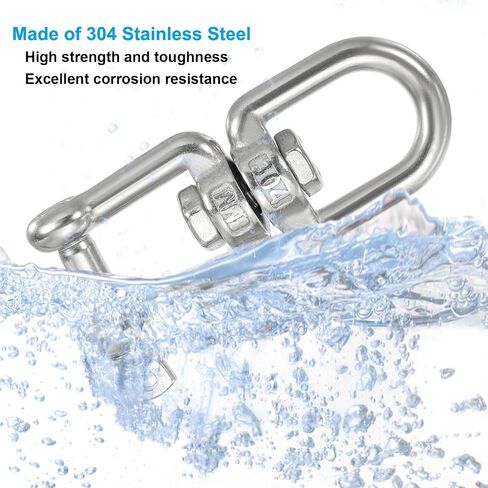 PATIKIL Double Ended Swivel M4 Working Load 133kg/293lbs, 2Pcs 304 Stainless Steel Eye and Jaw Swivel Shackle Ring Connector for Marine Mooring Hanging in Saudi Arabia