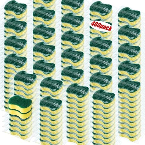 480 Pcs Individually Wrapped Sponges Kitchen Dishwashing Sponges Bulk Non Scratch Scouring Sponges for Dishes Household Cleaning Travel Apartments Hotel Car in Saudi Arabia