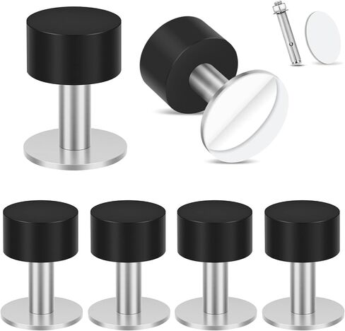 KOLAKO Door Stoppers, Door Stops for Bottom of Door, Self Adhesive Door Stop Black Heavy Duty Cylindrical Floor Door Stopper Wall Protector Stainless Steel Door Holder to Keep Door Open in Saudi Arabia