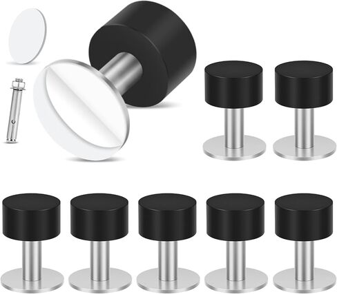 KOLAKO Door Stoppers, Door Stops for Bottom of Door, Self Adhesive Door Stop Black Heavy Duty Cylindrical Floor Door Stopper Wall Protector Stainless Steel Door Holder to Keep Door Open in Saudi Arabia