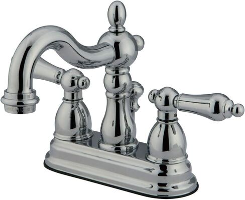 Kingston Brass KB1608ALB Heritage 4-inch Centerset Lavatory Faucet with Lever Handle and Brass Pop-up, Brushed Nickel in Kuwait