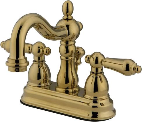 Kingston Brass KB1608ALB Heritage 4-inch Centerset Lavatory Faucet with Lever Handle and Brass Pop-up, Brushed Nickel in Kuwait