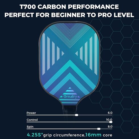Approved T700 Carbon Fiber Pickleball Paddles Set: Pickleball Paddles Set of 2 with 16mm Polypropylene Honeycomb Core, High Grit & Spin Pickle Ball Rackets Gifts Ideal for Intermediates to Pros in Saudi Arabia
