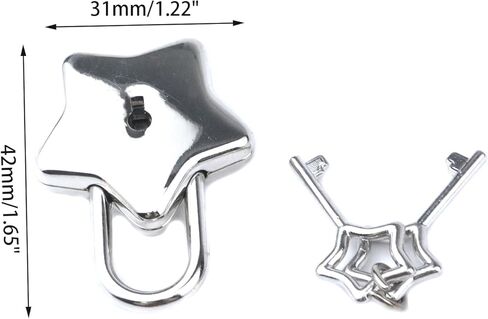 قطعتان من القفل المعدني الصغير على شكل نجمة مع مفتاح نجمة لصندوق المجوهرات، والمحفظة، وحقيبة اليد، والمذكرات، والخزانة، والأمتعة، وصندوق الرسائل، وصندوق الكنز (فضي) in Kuwait