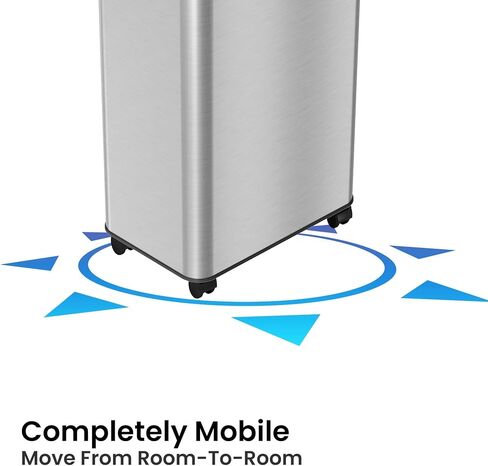 iTouchless 13 Gallon Open Top Kitchen Trash Can Recycling Bin with Wheels and Double Odor Filters Elliptical Commercial Stainless Steel 50 Liter Trashcan for Home Office Work Bedroom Livingroom Garage in Saudi Arabia
