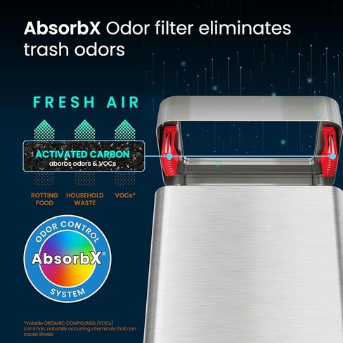 iTouchless 13 Gallon Open Top Kitchen Trash Can Recycling Bin with Wheels and Double Odor Filters Elliptical Commercial Stainless Steel 50 Liter Trashcan for Home Office Work Bedroom Livingroom Garage in Saudi Arabia