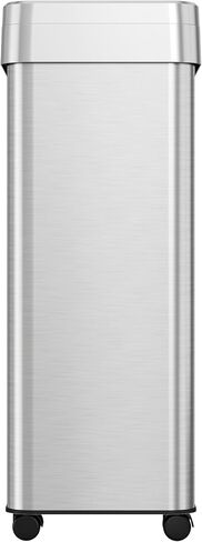 iTouchless 13 Gallon Open Top Kitchen Trash Can Recycling Bin with Wheels and Double Odor Filters Elliptical Commercial Stainless Steel 50 Liter Trashcan for Home Office Work Bedroom Livingroom Garage in Saudi Arabia