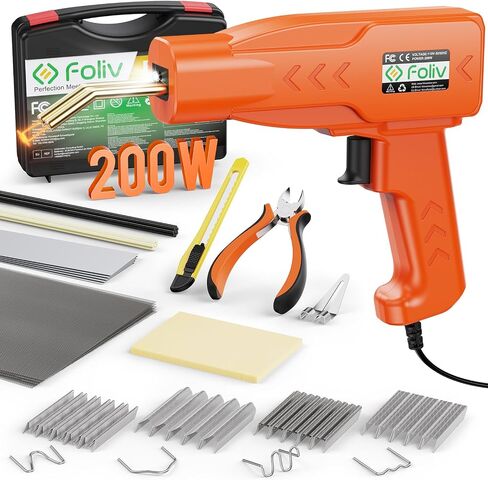 FOLIV Plastic Welder, 200W Portable Plastic Welding Kit, 2 in 1 Handheld Hot Stapler Plastic Repair Car Bumper Repair Kit, 1000PCS Hot Stapler Easy to Use for Most Plastic Kayak Crack Repairs in Saudi Arabia