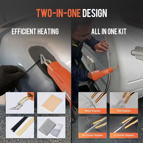 FOLIV Plastic Welder, 200W Portable Plastic Welding Kit, 2 in 1 Handheld Hot Stapler Plastic Repair Car Bumper Repair Kit, 1000PCS Hot Stapler Easy to Use for Most Plastic Kayak Crack Repairs in Saudi Arabia