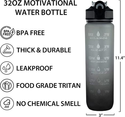 Gold Armour 32oz Motivational Water Bottle with Time Marker, Leakproof BPA Free Daily Water Reminder to Ensure You Drink Enough Water Daily (Blue & Pink Gradient) in Saudi Arabia