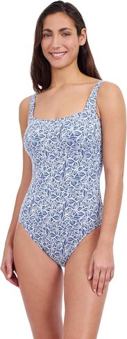 Profile by Gottex Plumeria Textured Leafy Print Versatile & Stylish Women’s Square Neck One Piece Bathing Suit Swim Essential in Kuwait