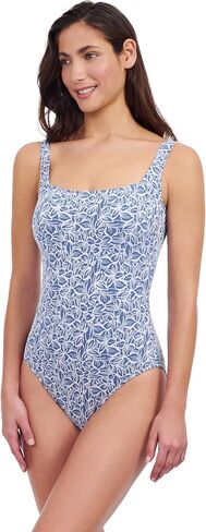 Profile by Gottex Plumeria Textured Leafy Print Versatile & Stylish Women’s Square Neck One Piece Bathing Suit Swim Essential in Kuwait
