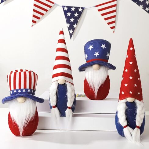 ديكورات الرابع من يوليو، 4 قطع من الديكورات الوطنية الأمريكية على شكل نجوم ومشارب جنوم من القطيفة في الرابع من يوليو هدية عيد الاستقلال وطاولة الحفلات وديكور صينية متعبة in Kuwait