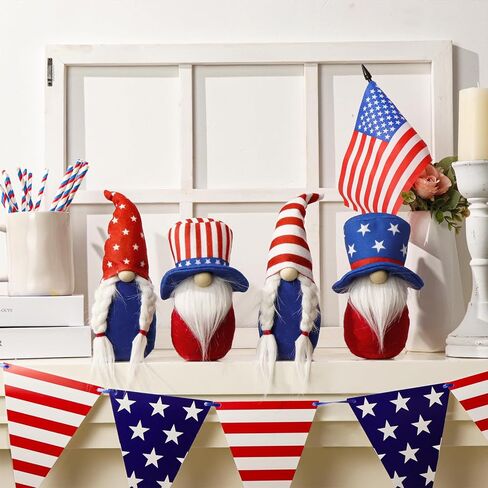 ديكورات الرابع من يوليو، 4 قطع من الديكورات الوطنية الأمريكية على شكل نجوم ومشارب جنوم من القطيفة في الرابع من يوليو هدية عيد الاستقلال وطاولة الحفلات وديكور صينية متعبة in Kuwait